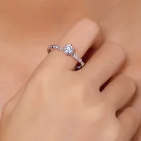 1.0ct 925 Sterling Silver Moissanite Round Rings main image 3