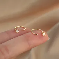 1 Pair Simple Style Solid Color Plating Inlay 304 Stainless Steel Zircon 14K Gold Plated Earrings main image 4