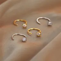 1 Pair Simple Style Solid Color Plating Inlay 304 Stainless Steel Zircon 14K Gold Plated Earrings main image 6