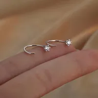 1 Pair Simple Style Solid Color Plating Inlay 304 Stainless Steel Zircon 14K Gold Plated Earrings main image 5