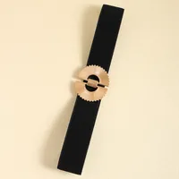 Elegant Business Simple Style Solid Color Alloy Fabric Metal Button Women's Woven Belts main image 6