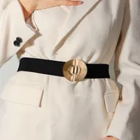 Elegant Business Simple Style Solid Color Alloy Fabric Metal Button Women's Woven Belts main image 1