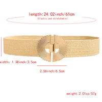 Elegant Business Simple Style Solid Color Alloy Fabric Metal Button Women's Woven Belts main image 4
