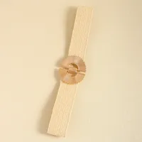 Elegant Business Simple Style Solid Color Alloy Fabric Metal Button Women's Woven Belts main image 2