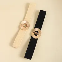 Elegant Business Simple Style Solid Color Alloy Fabric Metal Button Women's Woven Belts main image 10