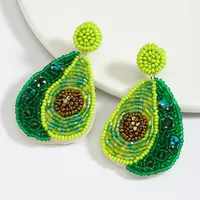 1 Pair Cute Pear Inlay Seed Bead Rhinestones Drop Earrings main image 2