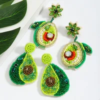 1 Pair Cute Pear Inlay Seed Bead Rhinestones Drop Earrings main image 4
