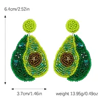 1 Pair Cute Pear Inlay Seed Bead Rhinestones Drop Earrings main image 7