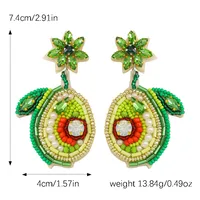1 Pair Cute Pear Inlay Seed Bead Rhinestones Drop Earrings main image 8