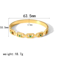Simple Style Commute Geometric 304 Stainless Steel 18K Gold Plated Glass Bangle In Bulk main image 6