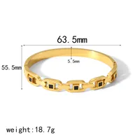 Simple Style Commute Geometric 304 Stainless Steel 18K Gold Plated Glass Bangle In Bulk main image 5