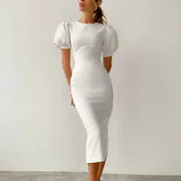 Women's Regular Dress Simple Style Round Neck Zipper Short Sleeve Solid Color Maxi Long Dress Holiday Daily main image 2