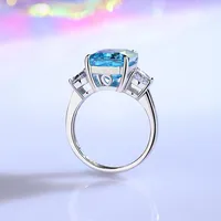 925 Sterling Silver High Carbon Diamond Geometric Rings main image 6
