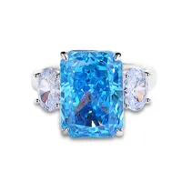 925 Sterling Silver High Carbon Diamond Geometric Rings main image 3