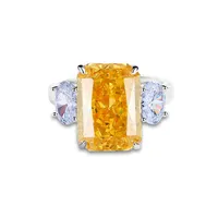925 Sterling Silver High Carbon Diamond Geometric Rings sku image 5