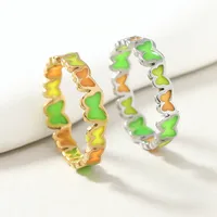 Stainless Steel Sweet Butterfly Enamel Plating Rings main image 1