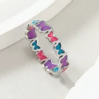 Stainless Steel Sweet Butterfly Enamel Plating Rings main image 4