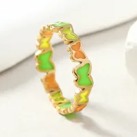 Stainless Steel Sweet Butterfly Enamel Plating Rings sku image 15