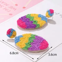 1 Pair Retro Geometric Colorful Egg Beaded Stainless Steel Cloth Glass main image 5