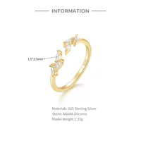 925 Sterling Silver Zircon Moon Flower Butterfly Open Rings main image 8