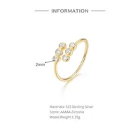 925 Sterling Silver Zircon Moon Flower Butterfly Open Rings main image 7