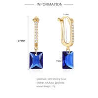 1 Pair 925 Sterling Silver Zircon Geometric Drop Earrings main image 8
