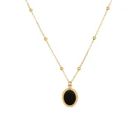 Stainless Steel 18K Gold Plated Elegant Simple Style Oval Inlay Acrylic Pendant Necklace sku image 1