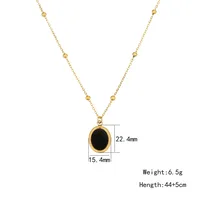 Stainless Steel 18K Gold Plated Elegant Simple Style Oval Inlay Acrylic Pendant Necklace main image 5