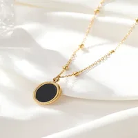 Stainless Steel 18K Gold Plated Elegant Simple Style Oval Inlay Acrylic Pendant Necklace main image 3