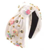 Women's Casual Modern Style Flower Cloth Inlay Rhinestones Hair Band sku image 5