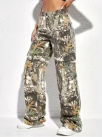 Women's Holiday Daily Simple Style Classic Style Color Block Full Length Printing Pocket Cargo Pants main image 3