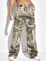 Women's Holiday Daily Simple Style Classic Style Color Block Full Length Printing Pocket Cargo Pants main image 4