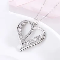 925 Sterling Silver Zircon Cable Chain Hollow Out Inlay Letter Heart Shape Pendant Necklace main image 1