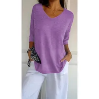 Women's Sweater 3/4 Length Sleeve Sweaters & Cardigans Simple Style Solid Color main image 5