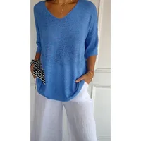 Women's Sweater 3/4 Length Sleeve Sweaters & Cardigans Simple Style Solid Color main image 4