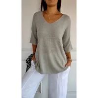 Women's Sweater 3/4 Length Sleeve Sweaters & Cardigans Simple Style Solid Color main image 2