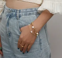 Simple Style Classic Style Solid Color 304 Stainless Steel Titanium Steel 18K Gold Plated Freshwater Pearl Bracelets In Bulk main image 1