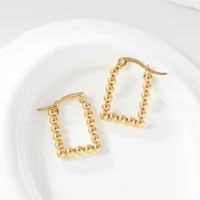 1 Pair Simple Style U Shape Round Square Plating 304 Stainless Steel 18K Gold Plated Earrings main image 7
