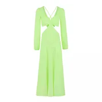 Women's Regular Dress Elegant V Neck Long Sleeve Solid Color Maxi Long Dress Holiday Daily Beach main image 2