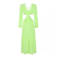 Women's Regular Dress Elegant V Neck Long Sleeve Solid Color Maxi Long Dress Holiday Daily Beach main image 4