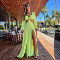 Women's Regular Dress Elegant V Neck Long Sleeve Solid Color Maxi Long Dress Holiday Daily Beach sku image 4