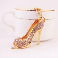 Fashion High Heel Zinc Alloy Plating Inlay Rhinestones Women's Bag Pendant Keychain sku image 3