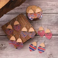 1 Pair Ethnic Style Bohemian Star Stripe Arylic Wood Drop Earrings main image 1