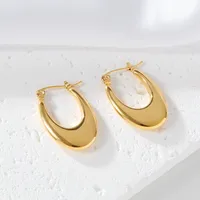 1 Pair Elegant Exaggerated Oversized C Shape Solid Color Twist Hollow Out 304 Stainless Steel 18K Gold Plated Earrings Ear Studs sku image 1