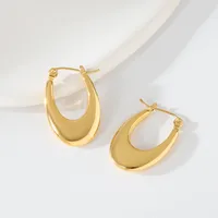 1 Pair Elegant Exaggerated Oversized C Shape Solid Color Twist Hollow Out 304 Stainless Steel 18K Gold Plated Earrings Ear Studs main image 5