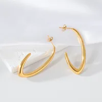 1 Pair Elegant Exaggerated Oversized C Shape Solid Color Twist Hollow Out 304 Stainless Steel 18K Gold Plated Earrings Ear Studs main image 2