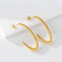 1 Pair Elegant Exaggerated Oversized C Shape Solid Color Twist Hollow Out 304 Stainless Steel 18K Gold Plated Earrings Ear Studs sku image 5