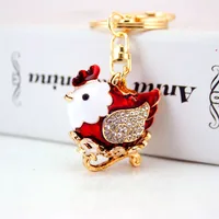 Cute Chicken Zinc Alloy Plating Inlay Rhinestones Unisex Bag Pendant Keychain sku image 1