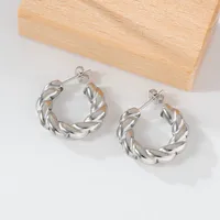 1 Pair Elegant Exaggerated Oversized C Shape Solid Color Twist Hollow Out 304 Stainless Steel 18K Gold Plated Earrings Ear Studs sku image 2