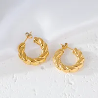 1 Pair Elegant Exaggerated Oversized C Shape Solid Color Twist Hollow Out 304 Stainless Steel 18K Gold Plated Earrings Ear Studs main image 3